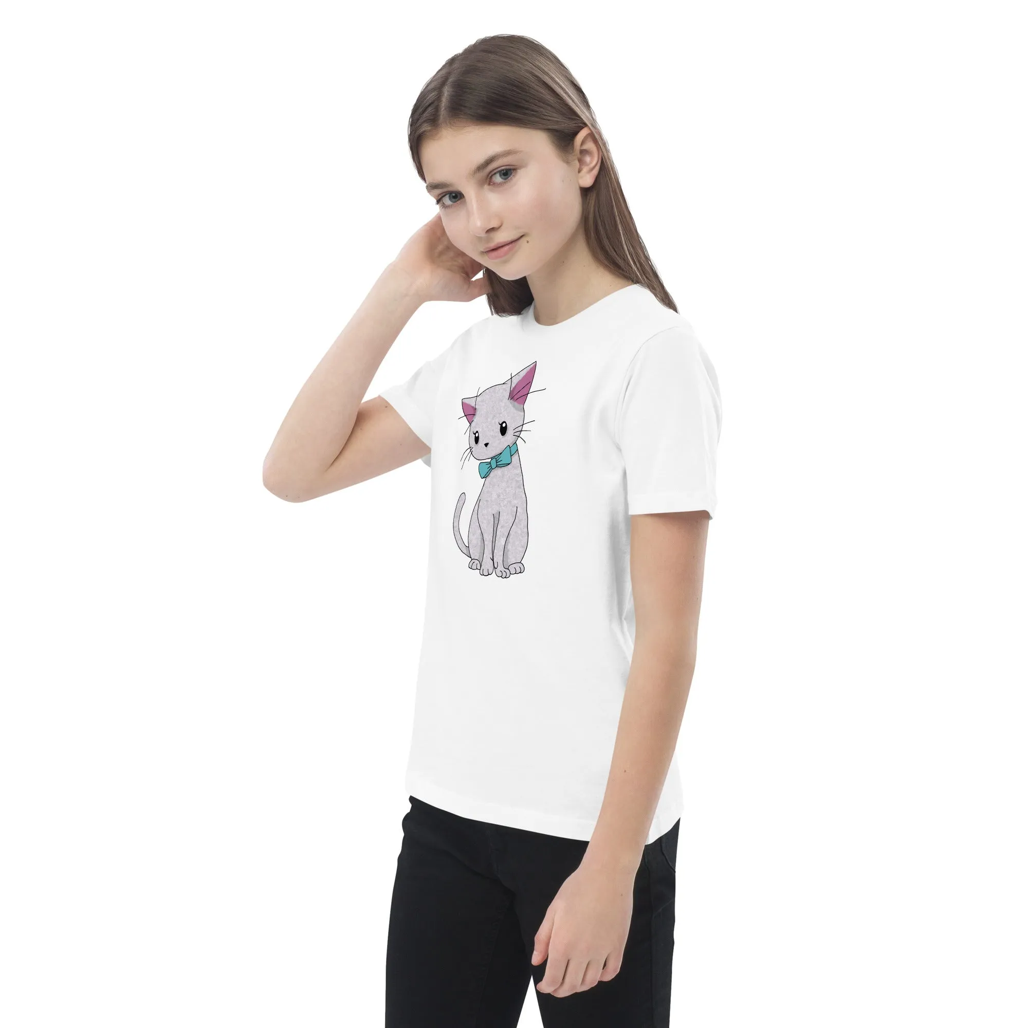 Cat with Bow Tie Organic Cotton Kids' T-shirt