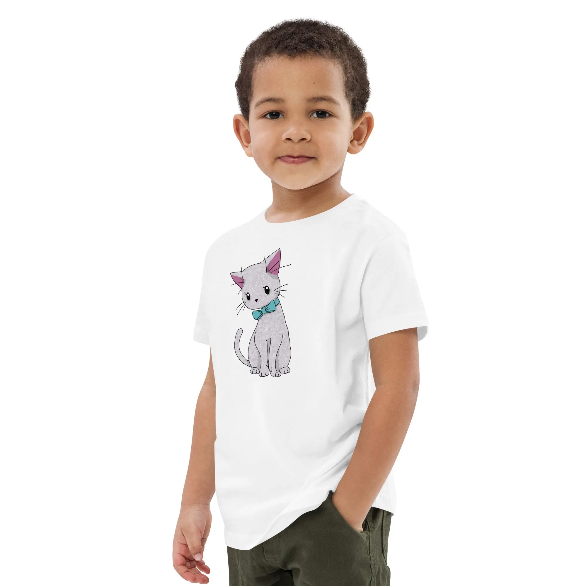 Cat with Bow Tie Organic Cotton Kids' T-shirt