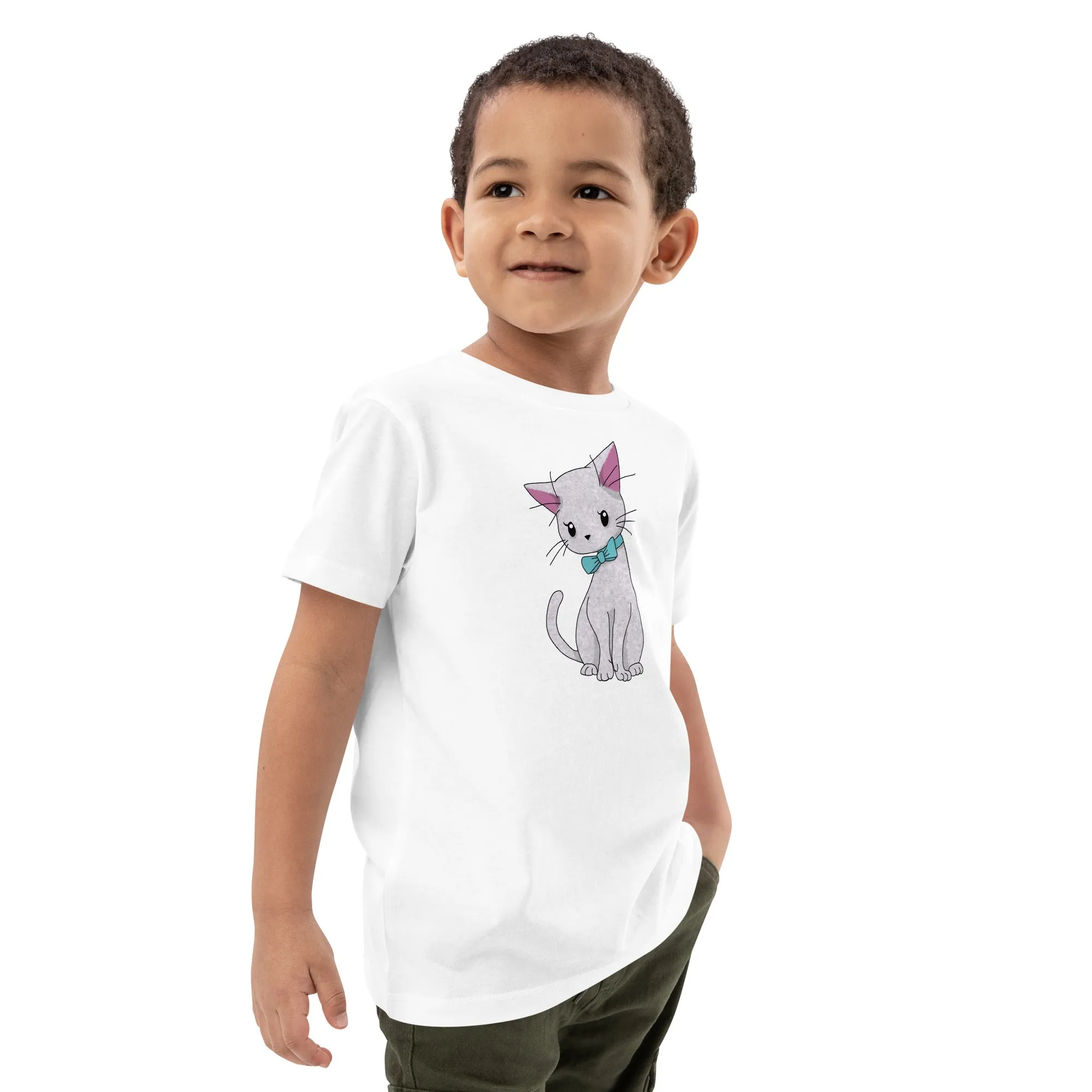 Cat with Bow Tie Organic Cotton Kids' T-shirt