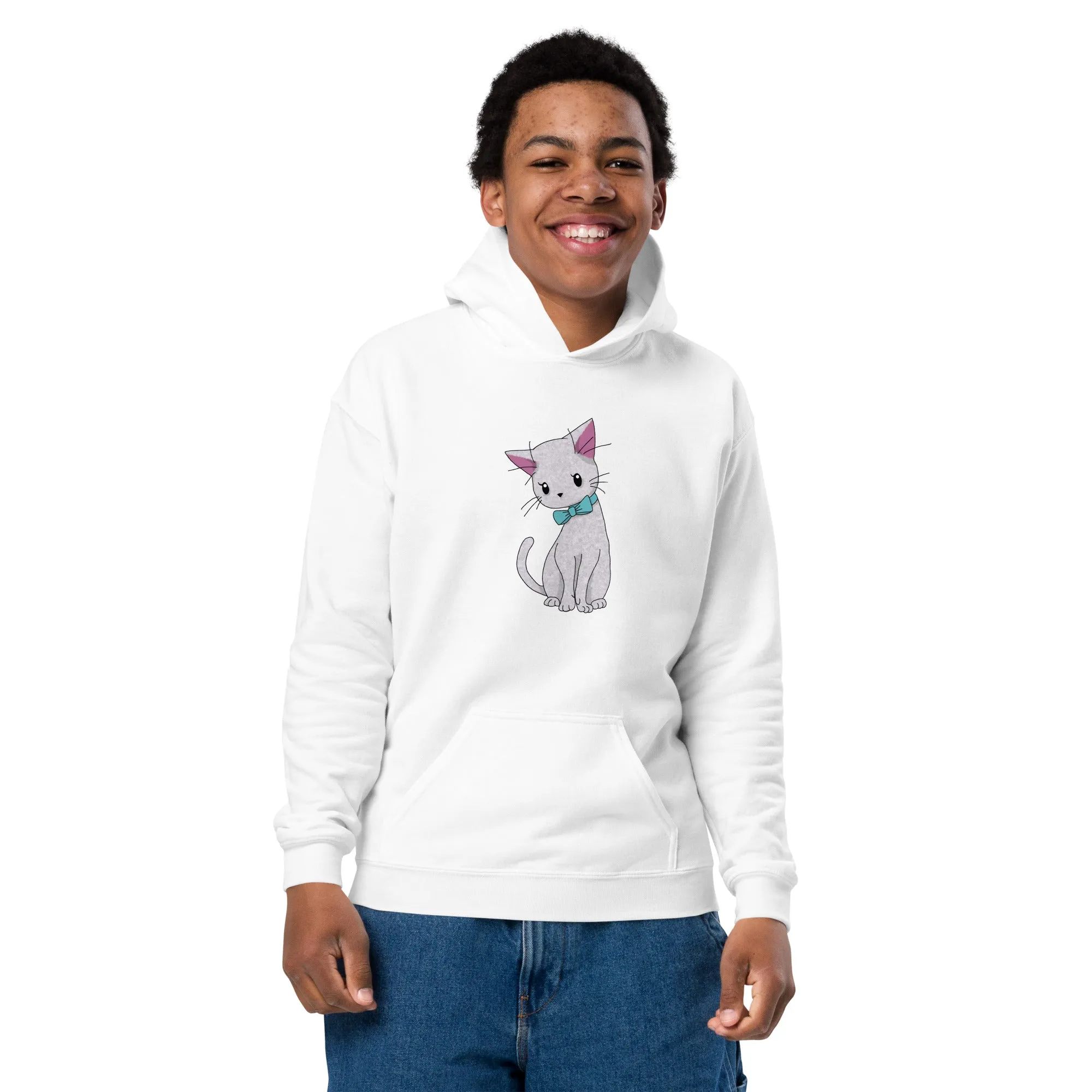 Cat with Bow Tie Youth Heavy Blend Hoodie