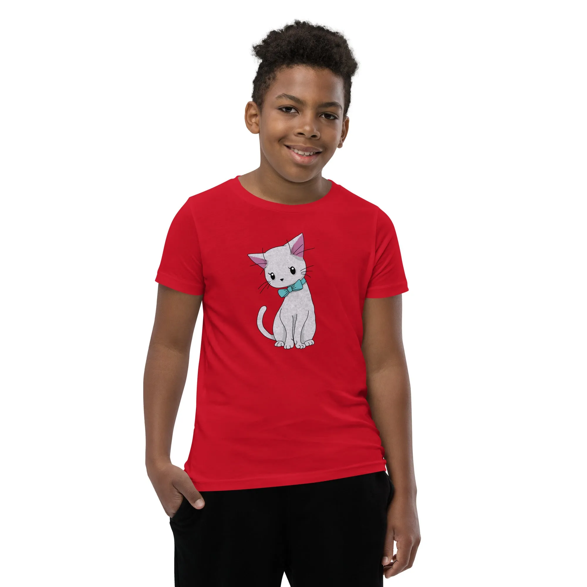 Cat With Bow Tie Youth Short Sleeve T-Shirt