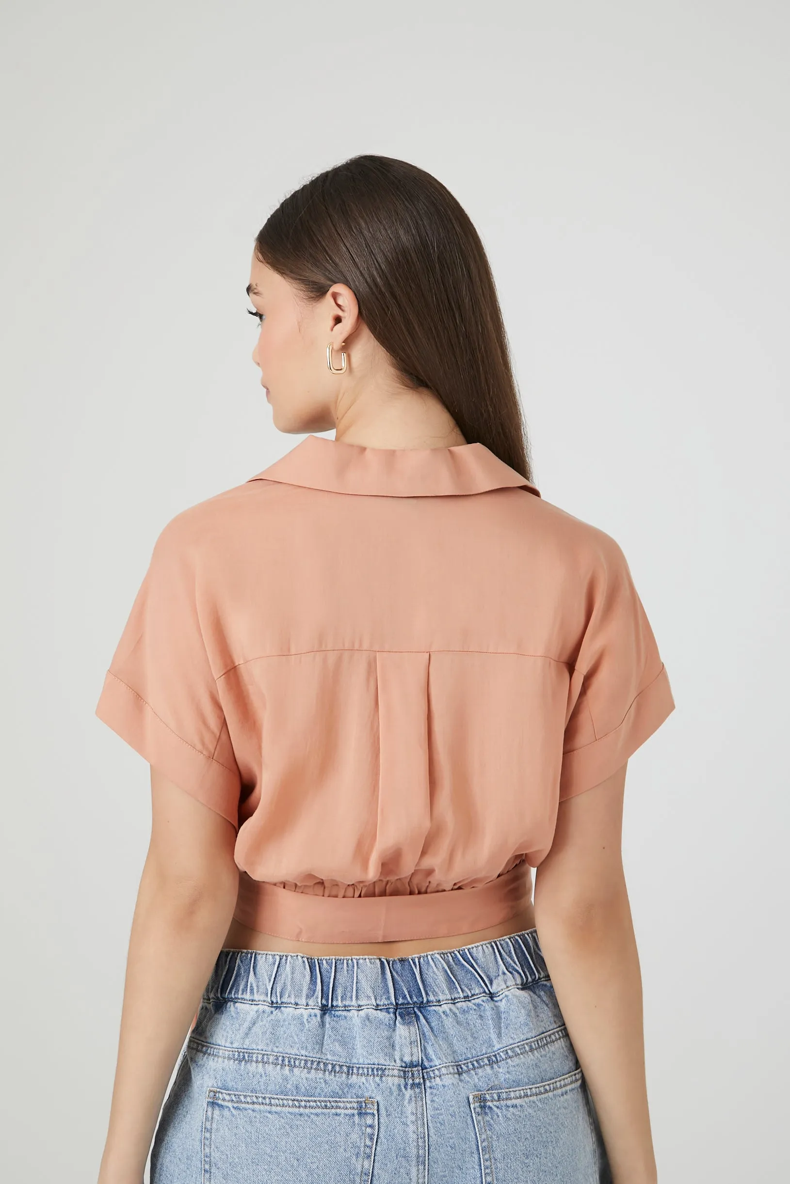 Chambray Tie-Hem Crop Top