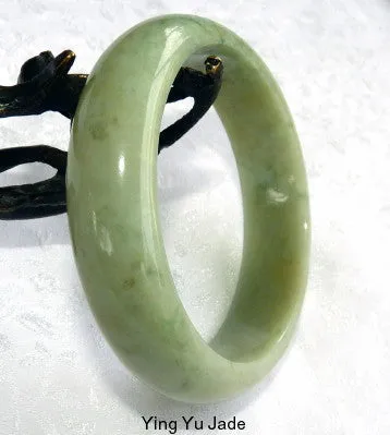 Clearance-Good Earth Green Burmese Jadeite Bangle Bracelet 57mm (CL-BB2796)