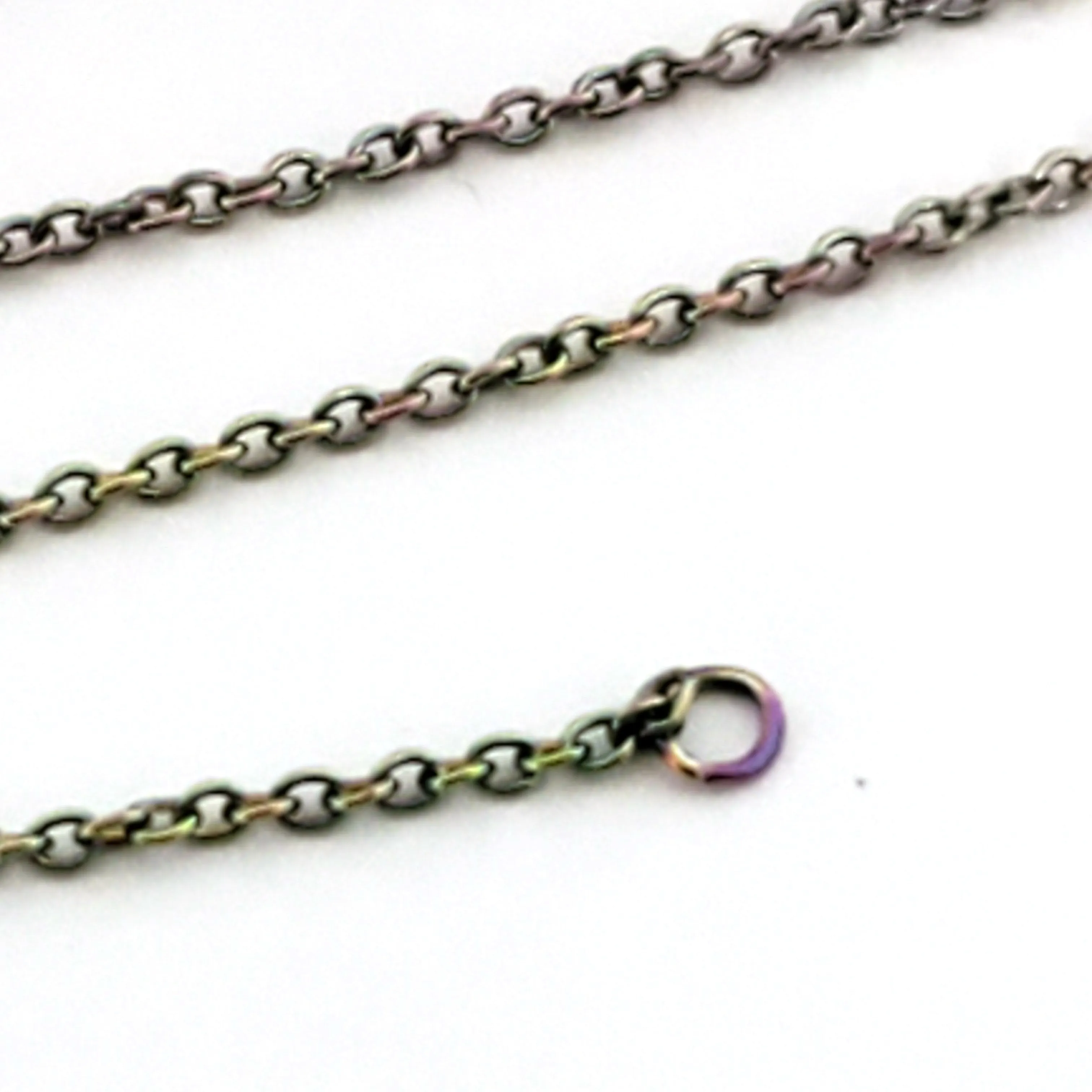 Colorful Fine Stainless Steel Chain, Bulk Jewelry Making Supplies, Flattened Oval Links, 1.5x1.5mm, Lot Size 30 Feet, #1901 MC