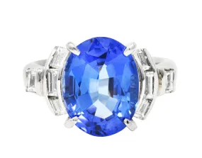 Contemporary 5.89 CTW Tanzanite Diamond Platinum Gemstone Ring