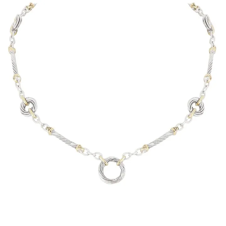 Cordo Circle Seven Station Necklace Two Tone 18-20 by John Medeiros