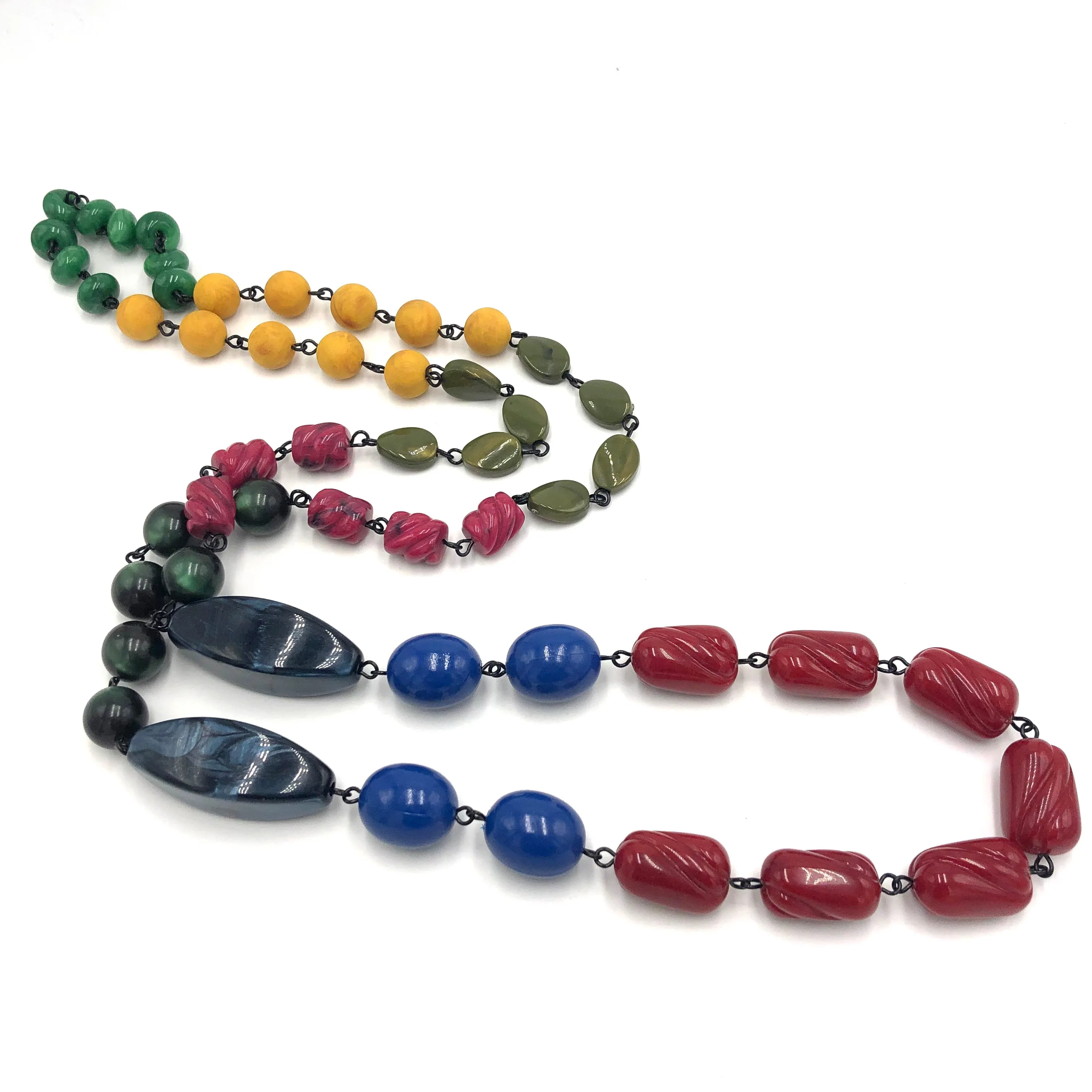 Cranberry & Greens Rosary Rope Necklace