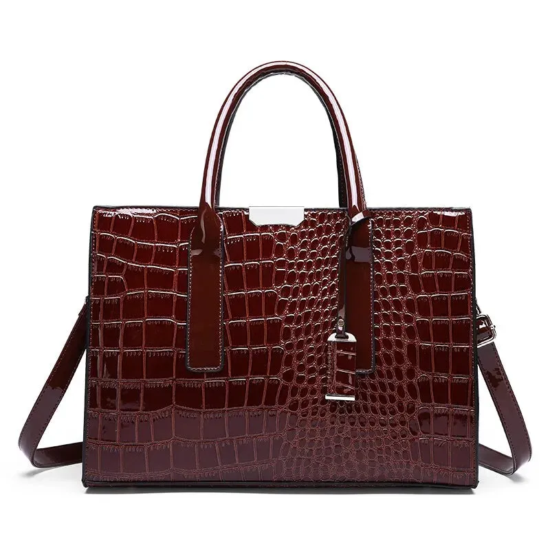 Crocodile Print Women Handbags Purse Tote Bags Adjustable Strap