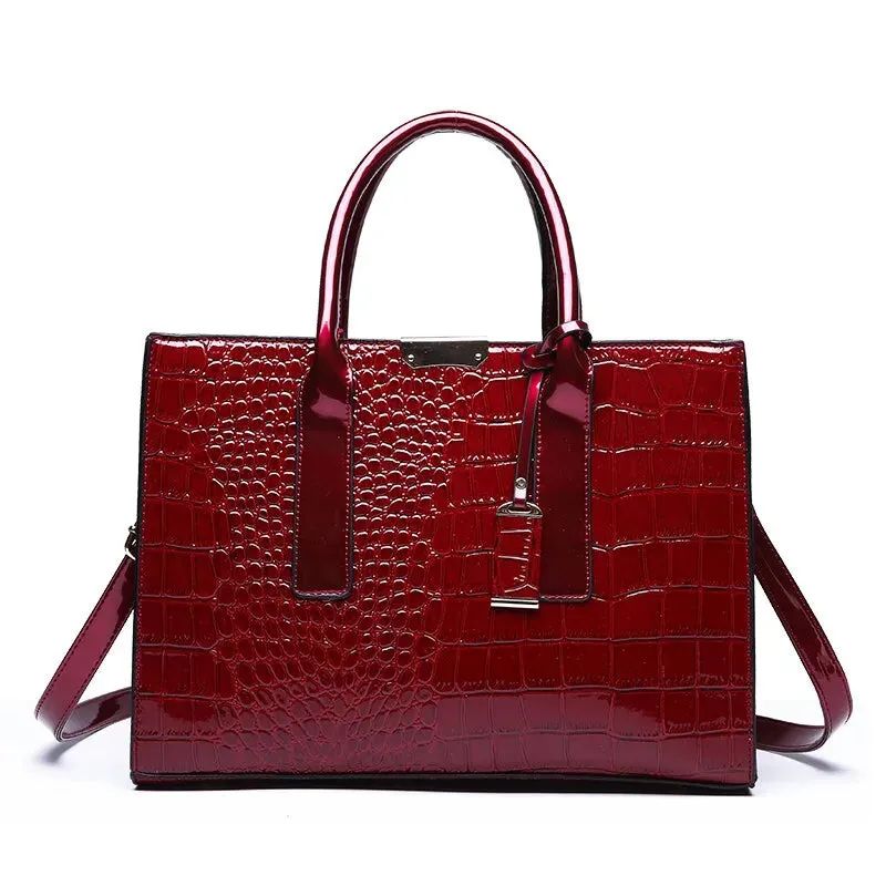 Crocodile Print Women Handbags Purse Tote Bags Adjustable Strap