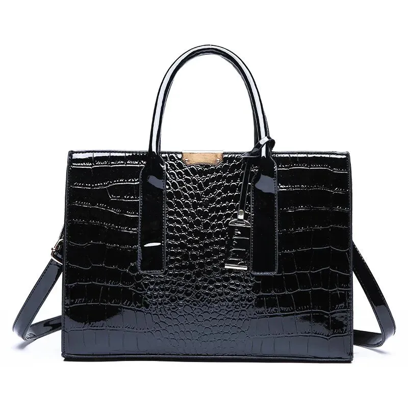 Crocodile Print Women Handbags Purse Tote Bags Adjustable Strap