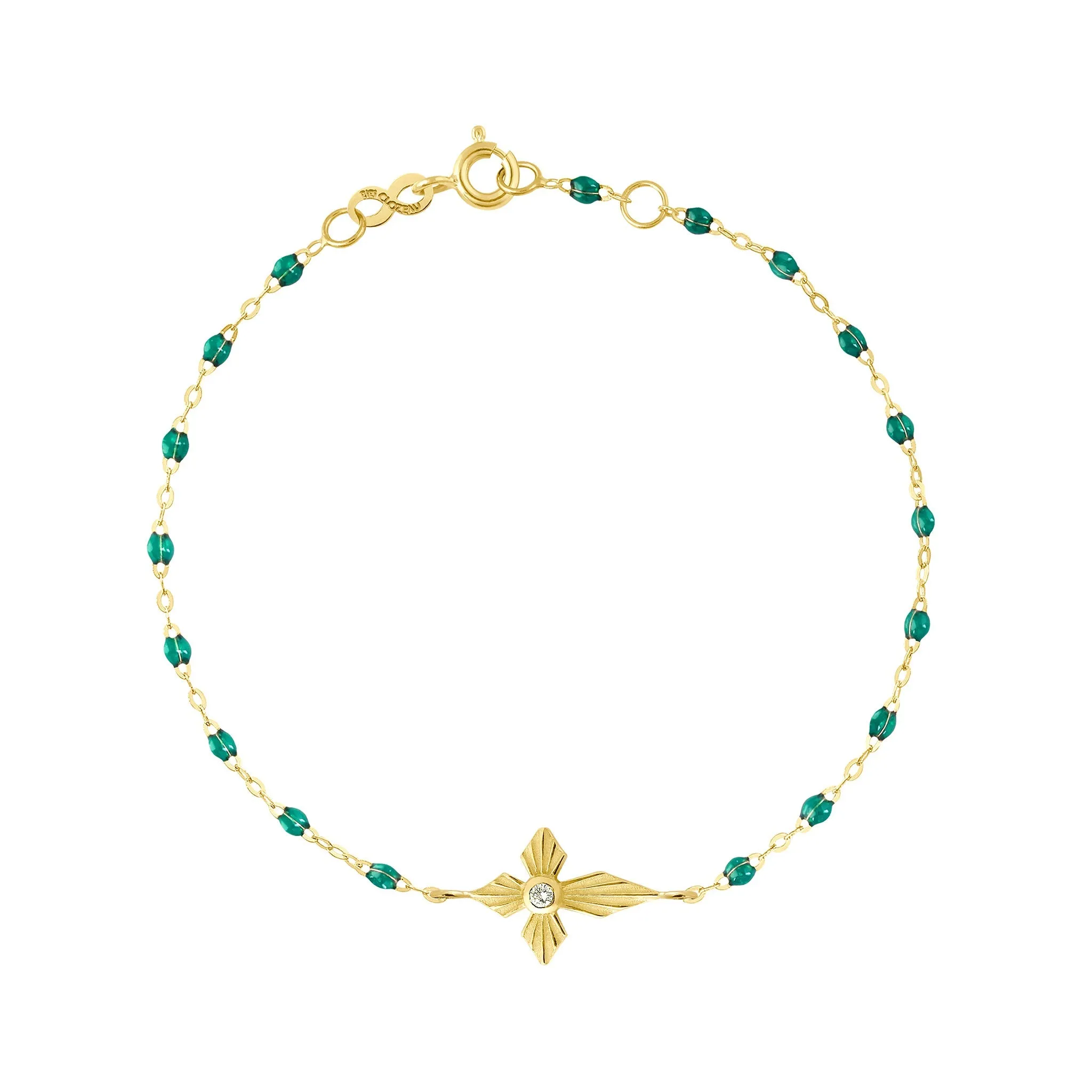 Croix Lumière Emerald Diamond Bracelet, Yellow Gold, 6.7