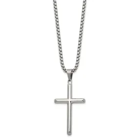 Cross Necklace w/ Box Chain | 24 | Stainless Steel