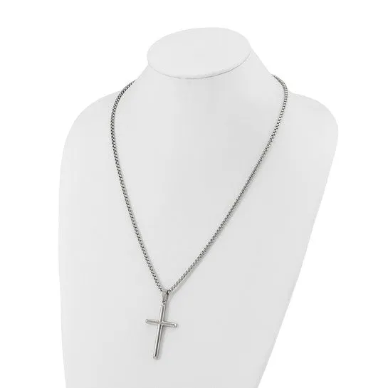 Cross Necklace w/ Box Chain | 24 | Stainless Steel