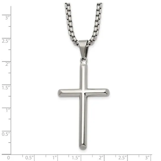 Cross Necklace w/ Box Chain | 24 | Stainless Steel