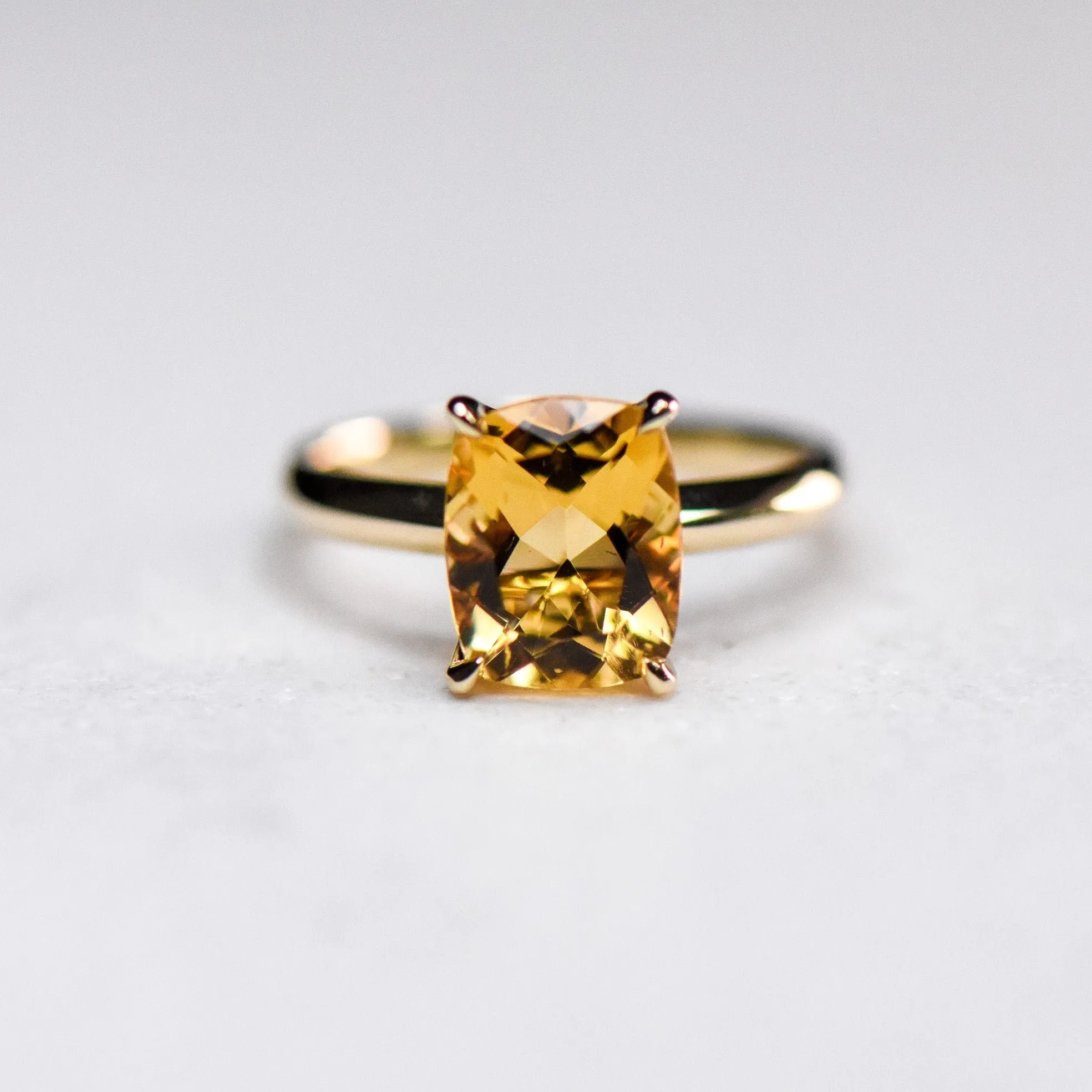 Cushion Cut Citrine Ring