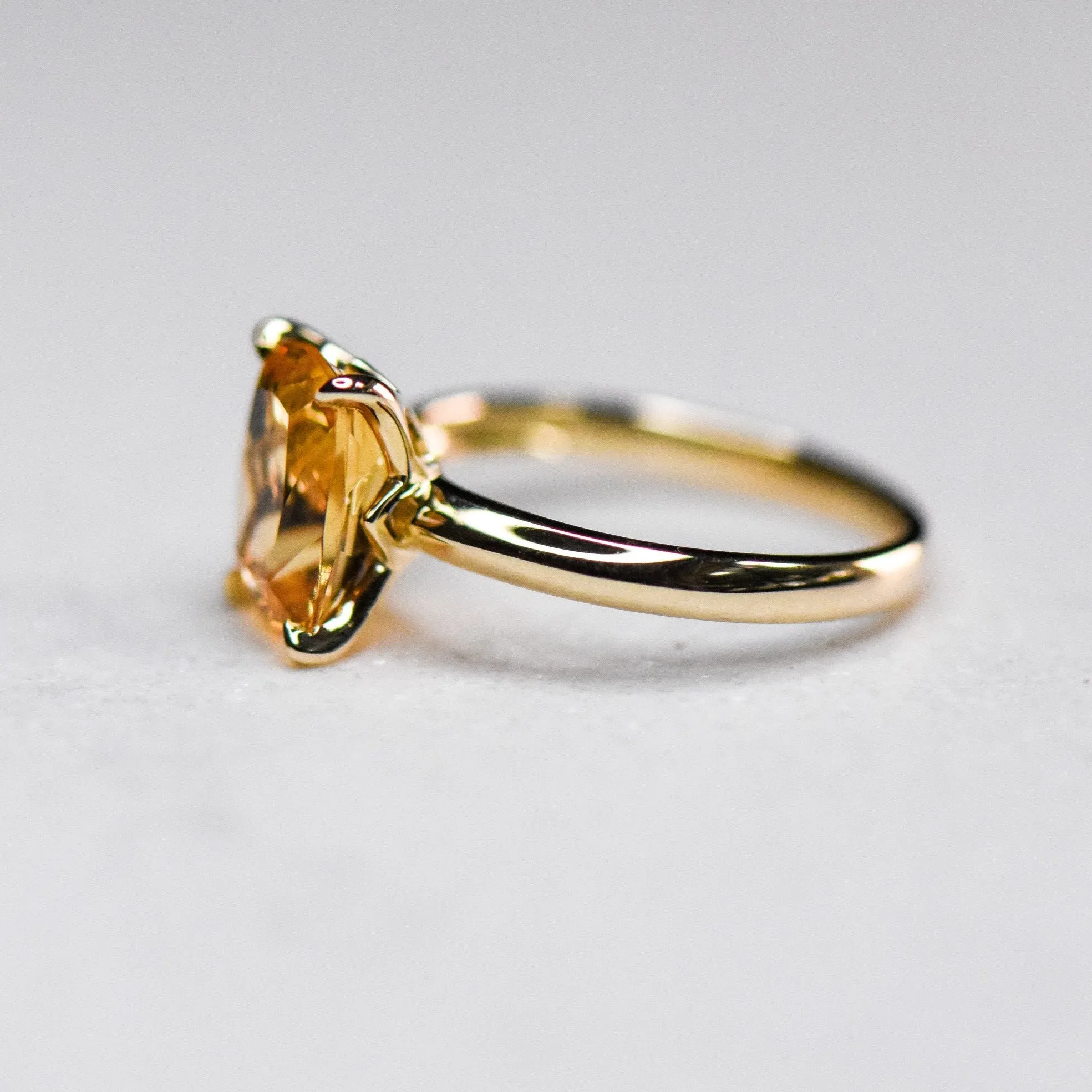 Cushion Cut Citrine Ring