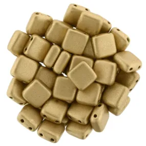 CzechMates 6mm Square Glass Beads Matte Metallic Flax