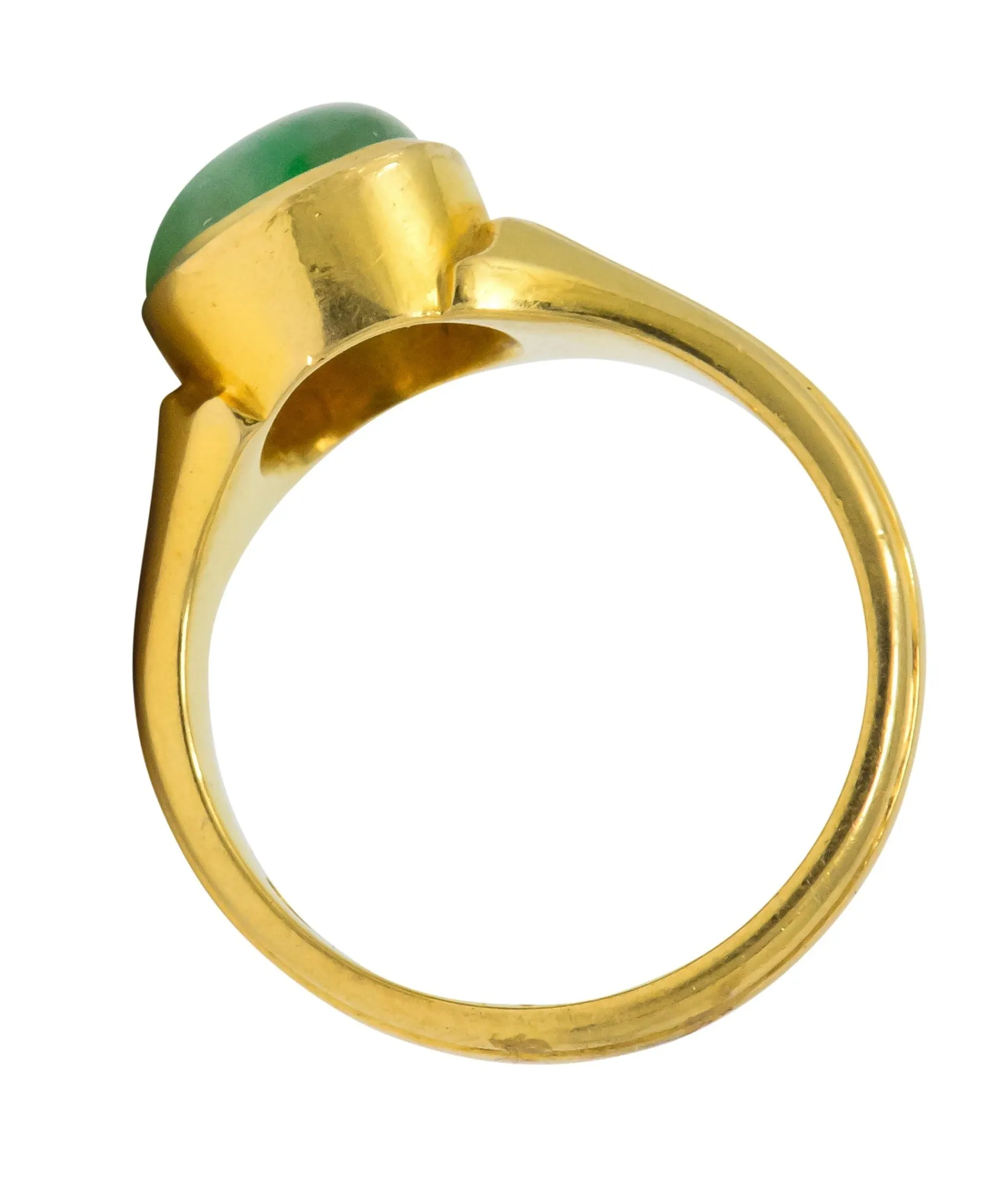 D & F Victorian Jadeite Jade 18 Karat Gold Unisex Ring GIA