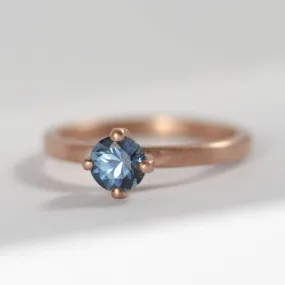 Denim Blue Sapphire & Rose Gold Solitaire