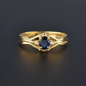 Diamond 1/3 CTW Natural Sapphire 14K Gold Ring