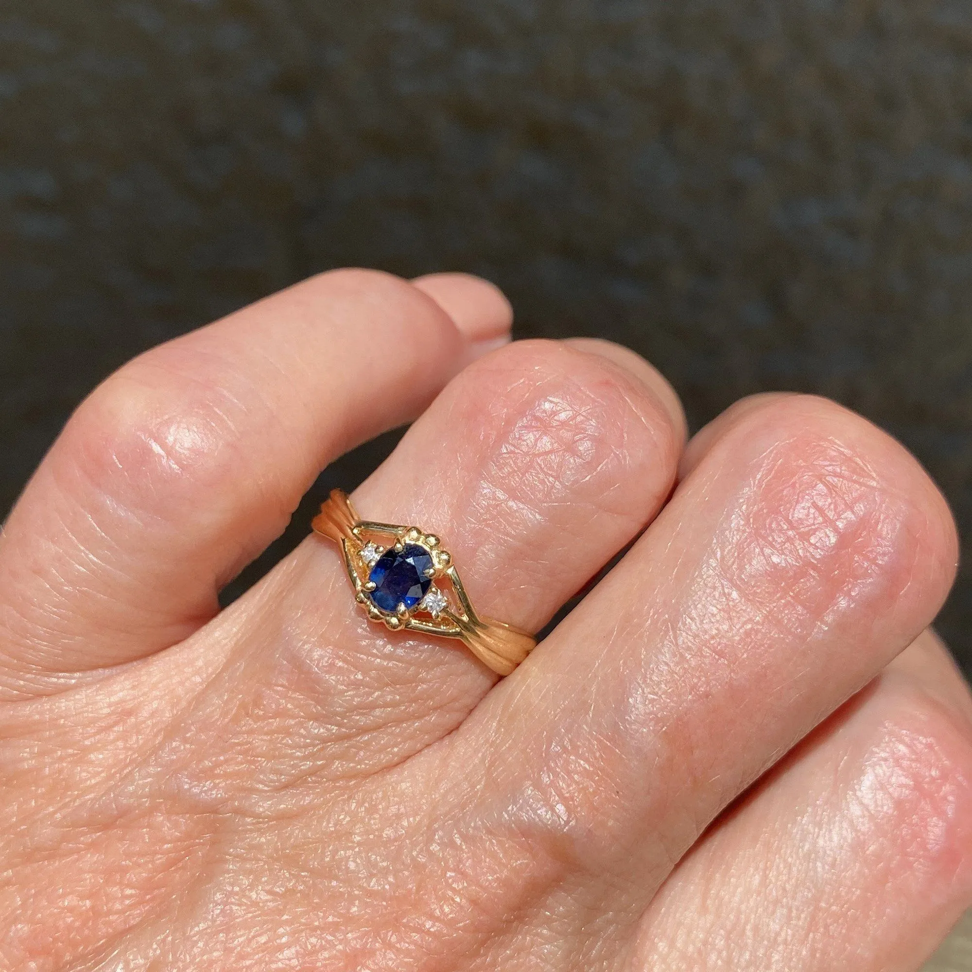 Diamond 1/3 CTW Natural Sapphire 14K Gold Ring