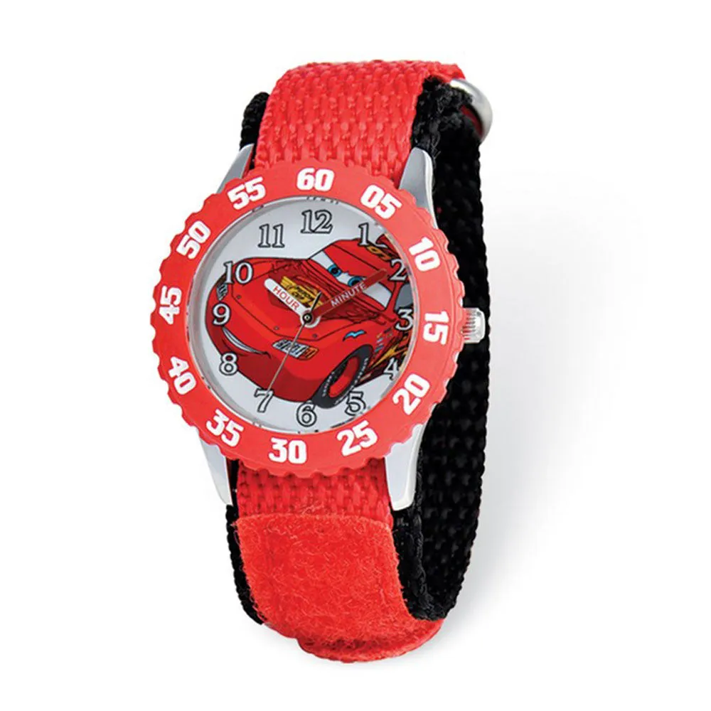 Disney Boys Cars Lightning McQueen Red Nylon Time Teacher Watch