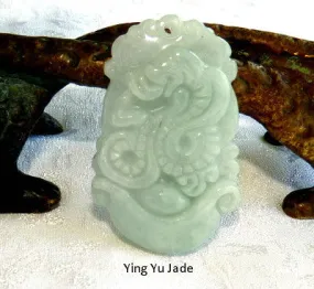 Dragon Brings Wealth and Luck Burmese  Jadeite Pendant (BJP-866)