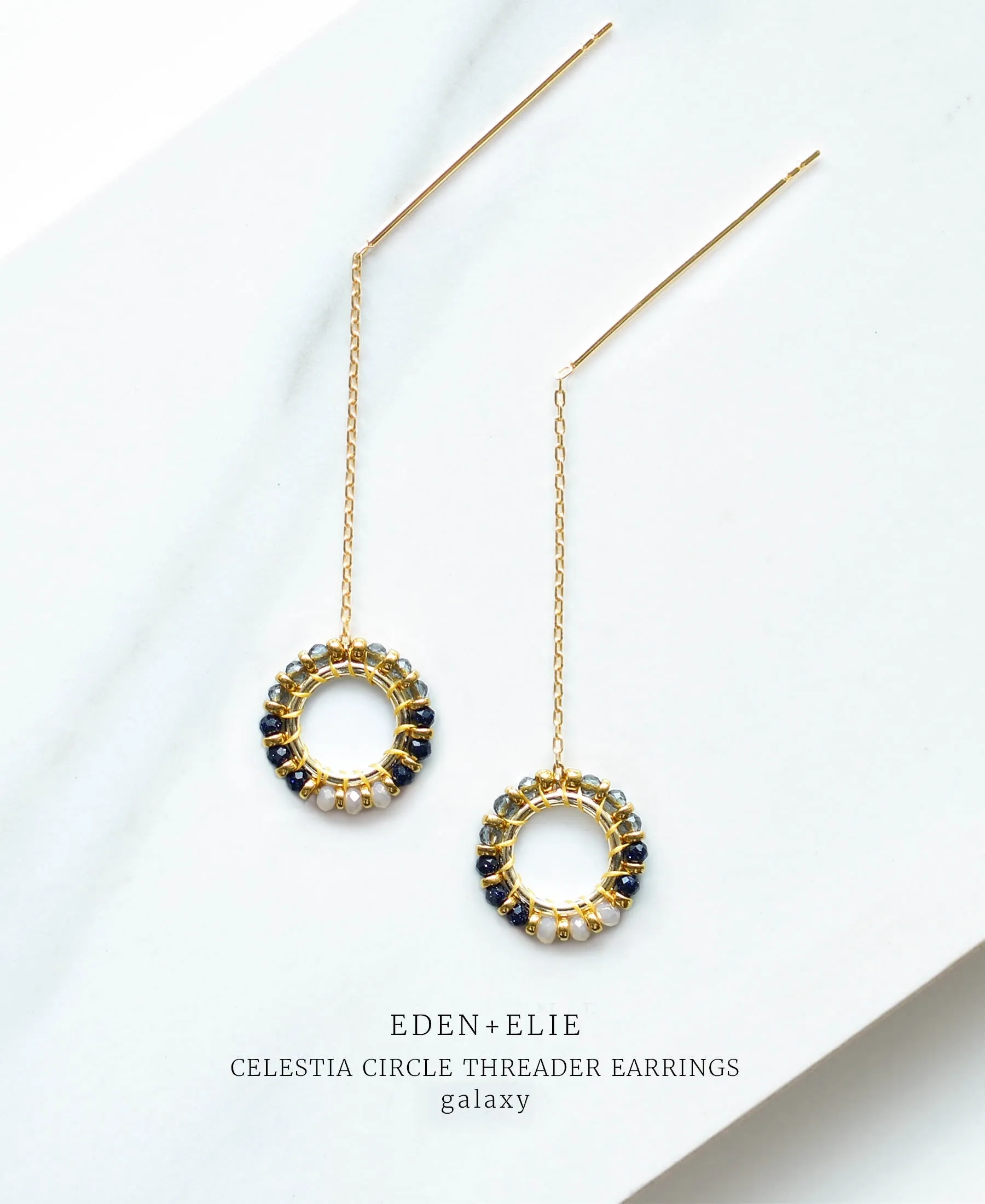 EDEN + ELIE Celestia Circle Threader Earrings - Galaxy