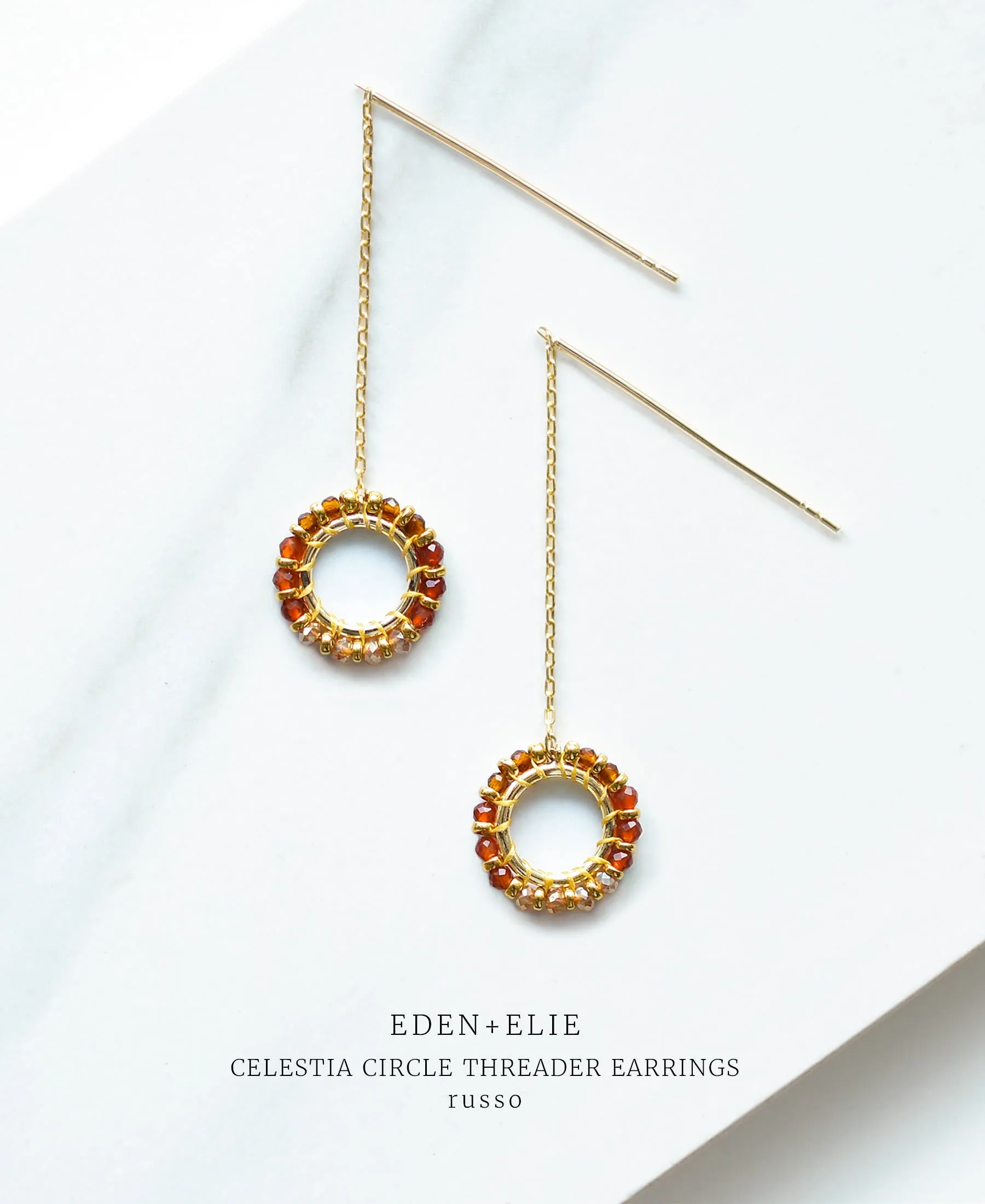 EDEN + ELIE Celestia Circle Threader Earrings - Russo