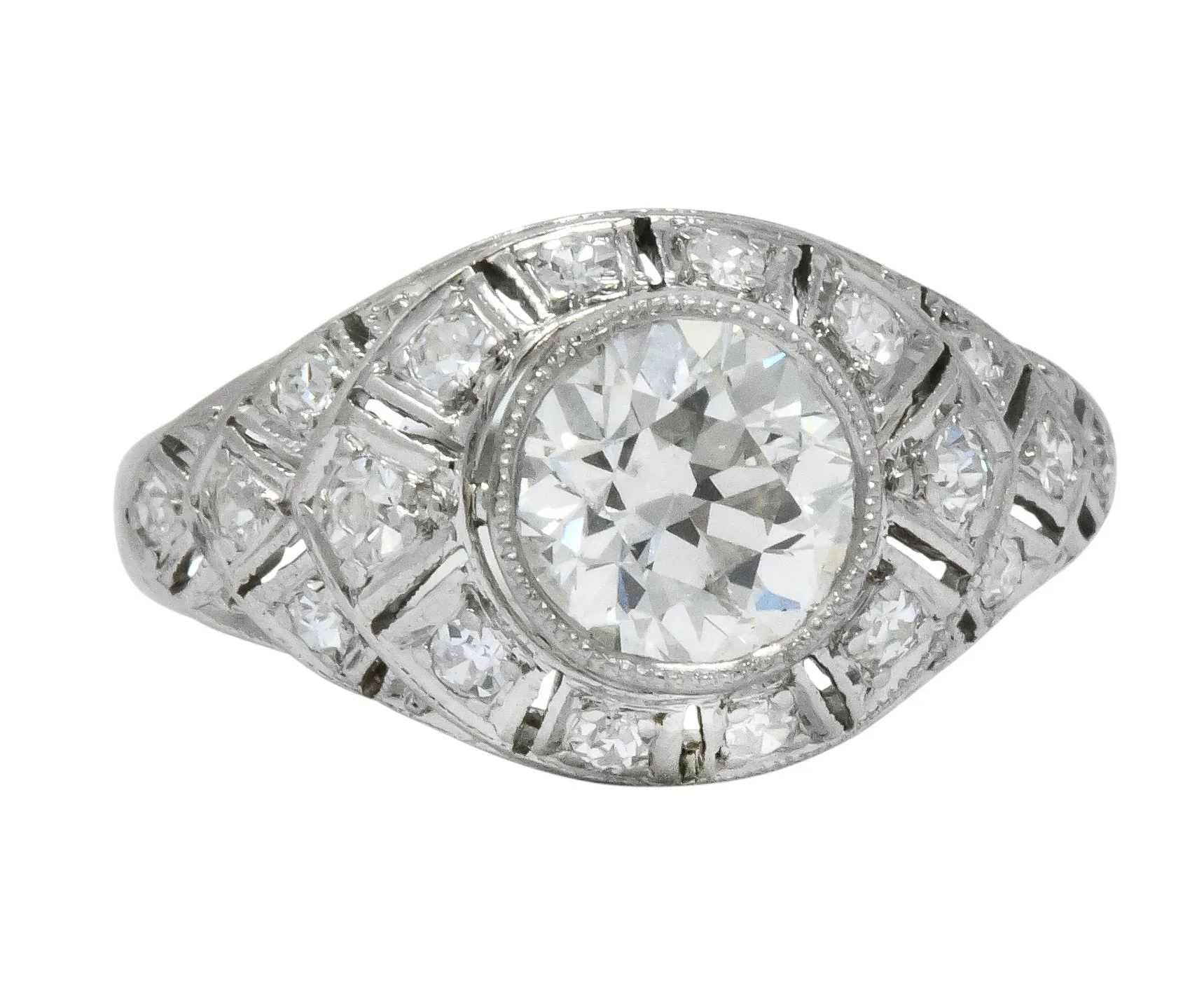 Edwardian 1.40 CTW Old European Diamond Platinum Engagement Ring GIA Circa 1910