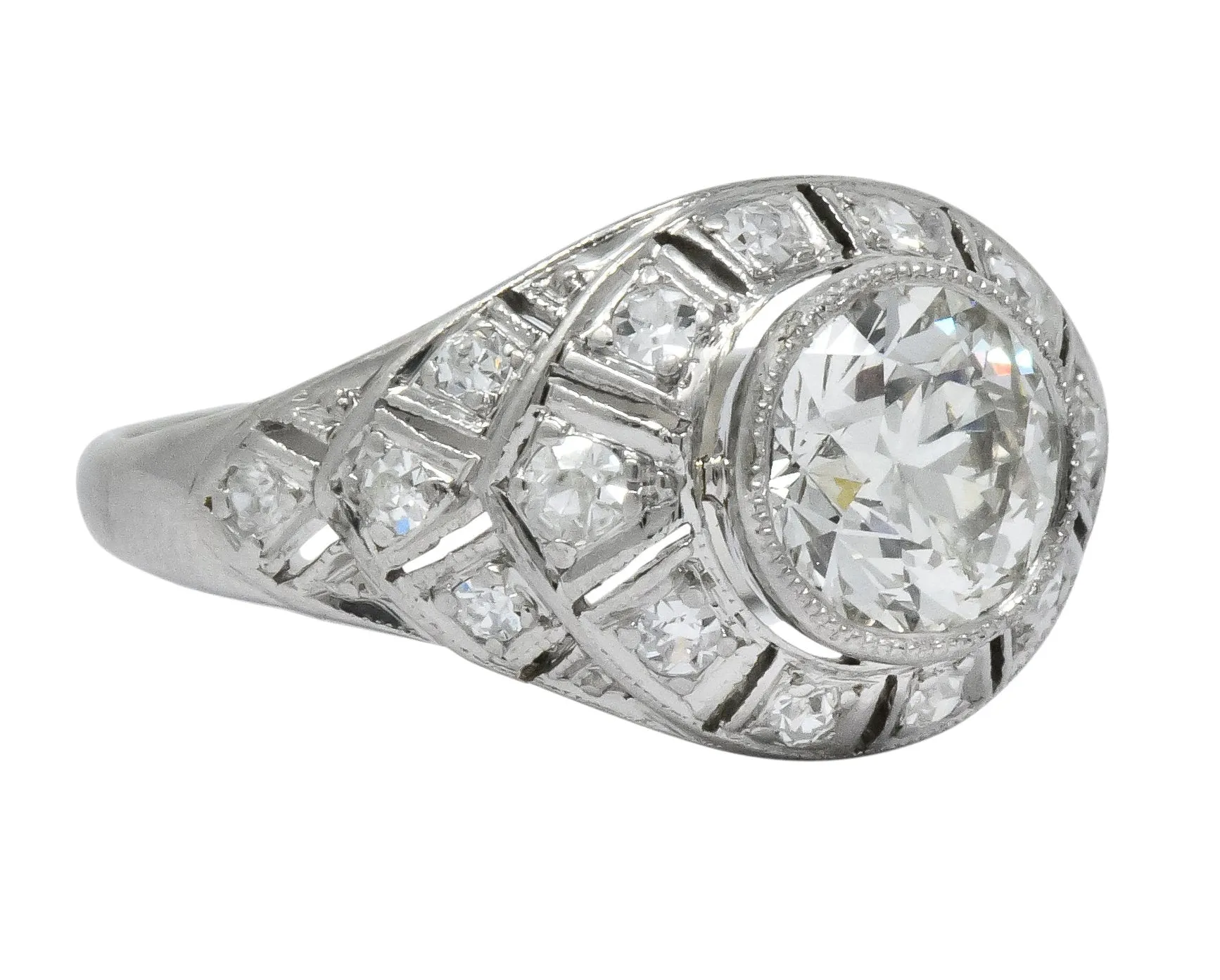 Edwardian 1.40 CTW Old European Diamond Platinum Engagement Ring GIA Circa 1910