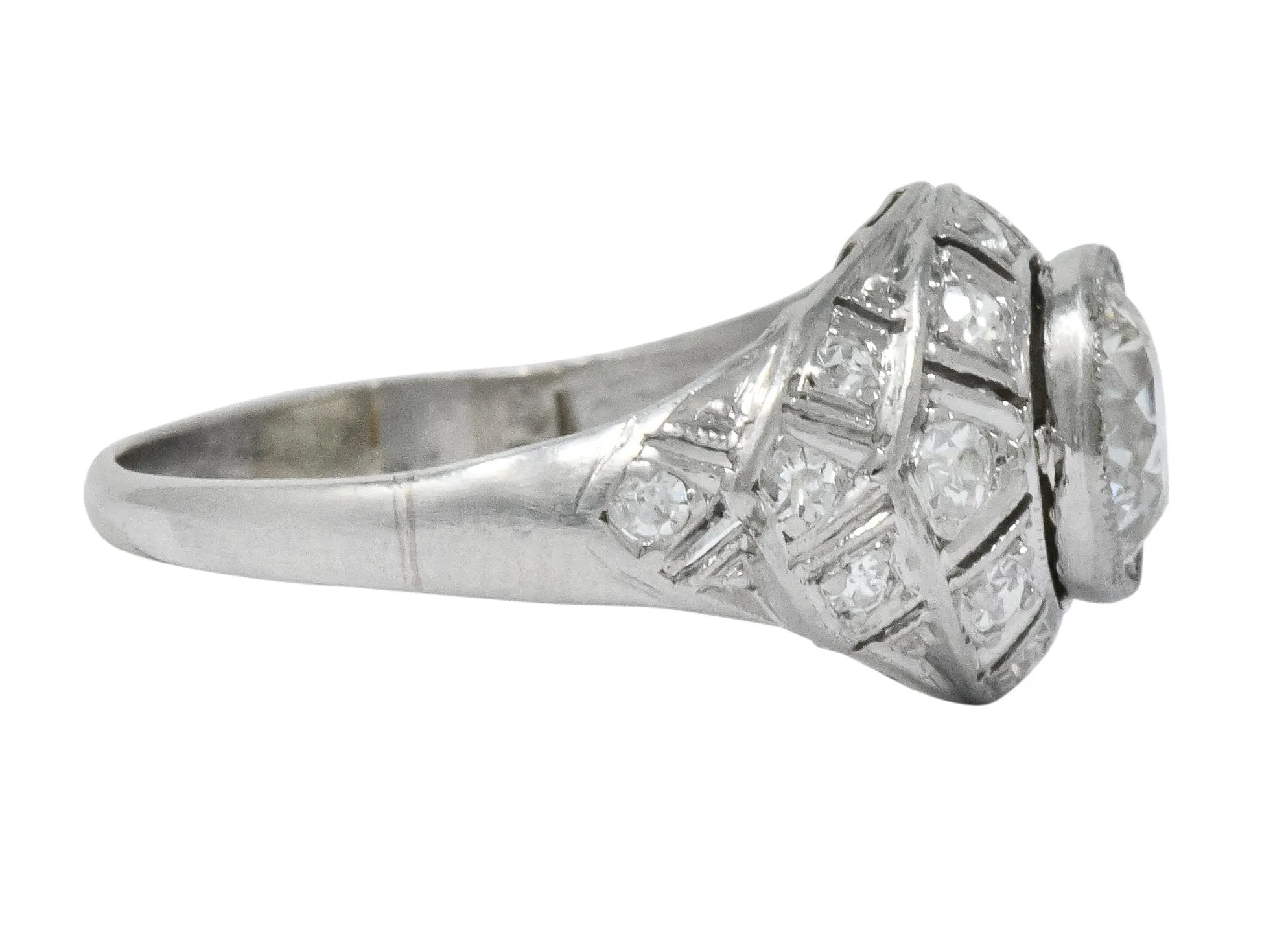 Edwardian 1.40 CTW Old European Diamond Platinum Engagement Ring GIA Circa 1910