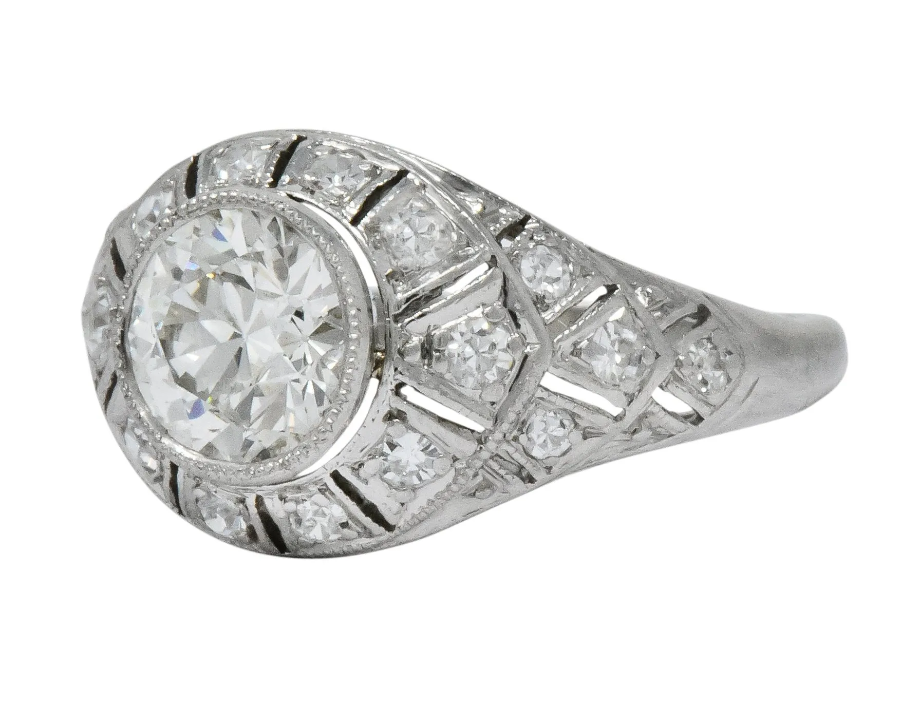 Edwardian 1.40 CTW Old European Diamond Platinum Engagement Ring GIA Circa 1910