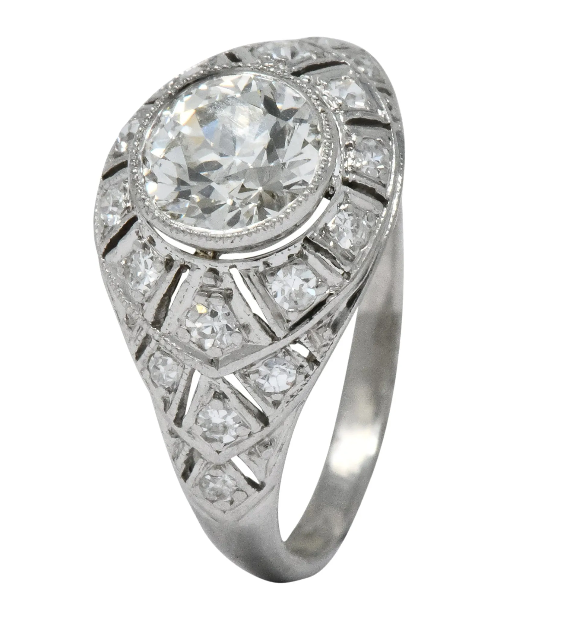 Edwardian 1.40 CTW Old European Diamond Platinum Engagement Ring GIA Circa 1910