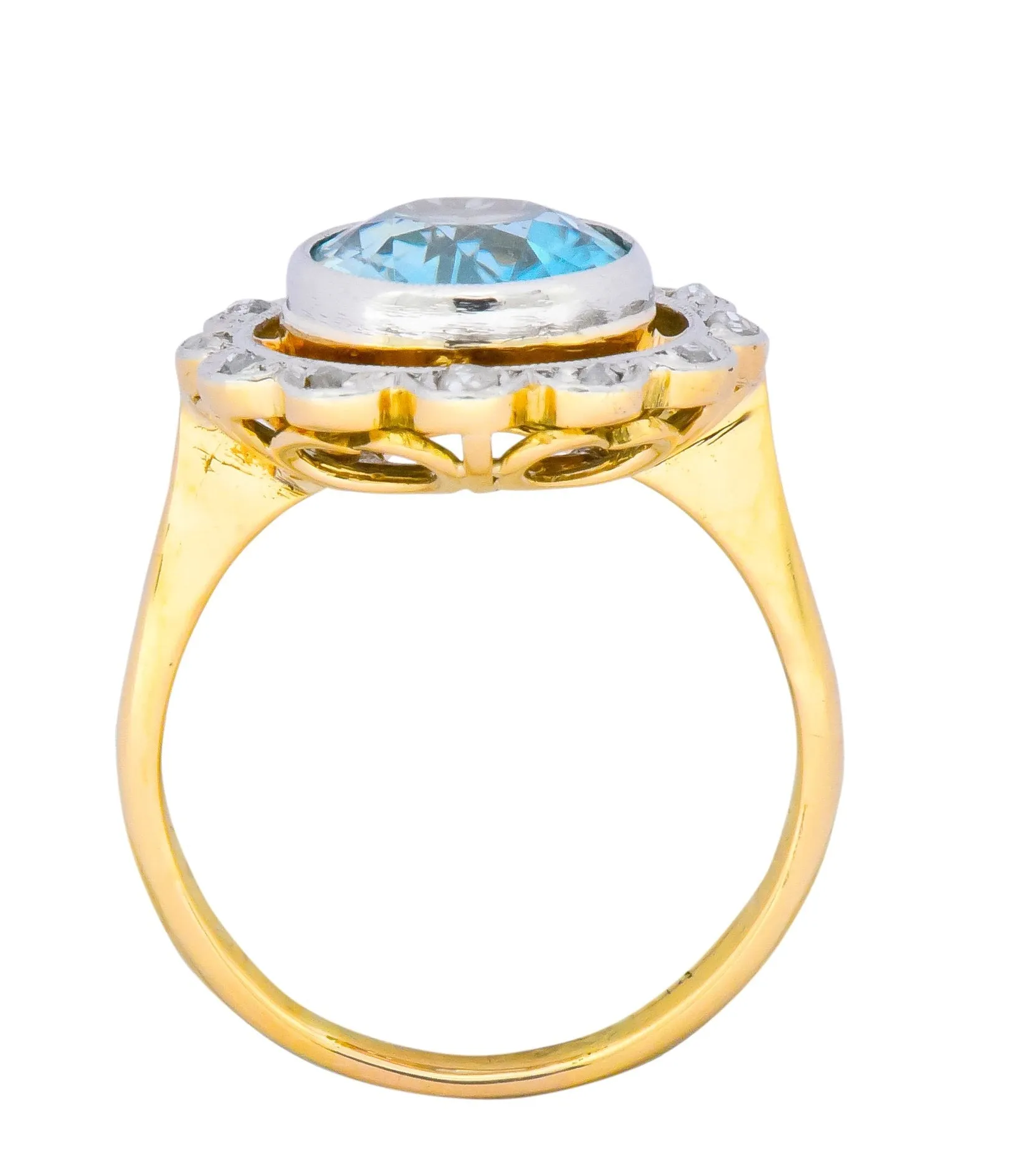 Edwardian 2.20 CTW Zircon Diamond Platinum 14 Karat Gold Ring