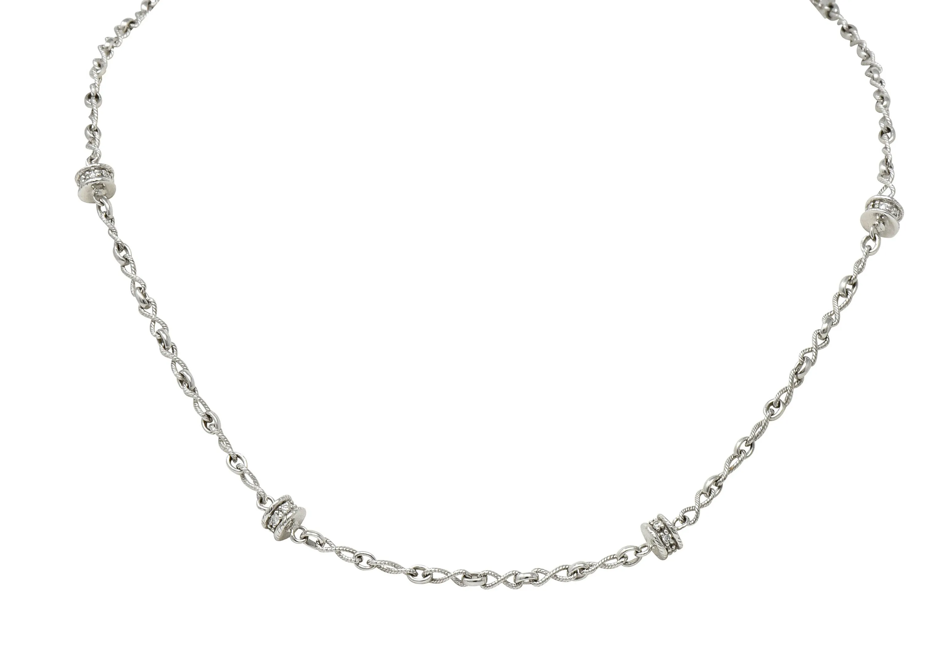 Effortless 0.50 CTW Diamond 18 Karat White Gold Rondelle Station Necklace