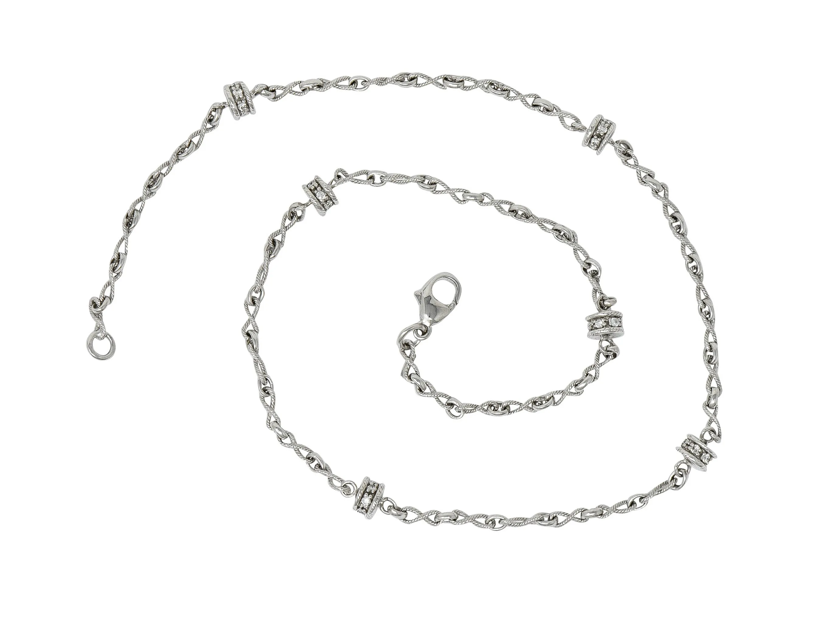 Effortless 0.50 CTW Diamond 18 Karat White Gold Rondelle Station Necklace