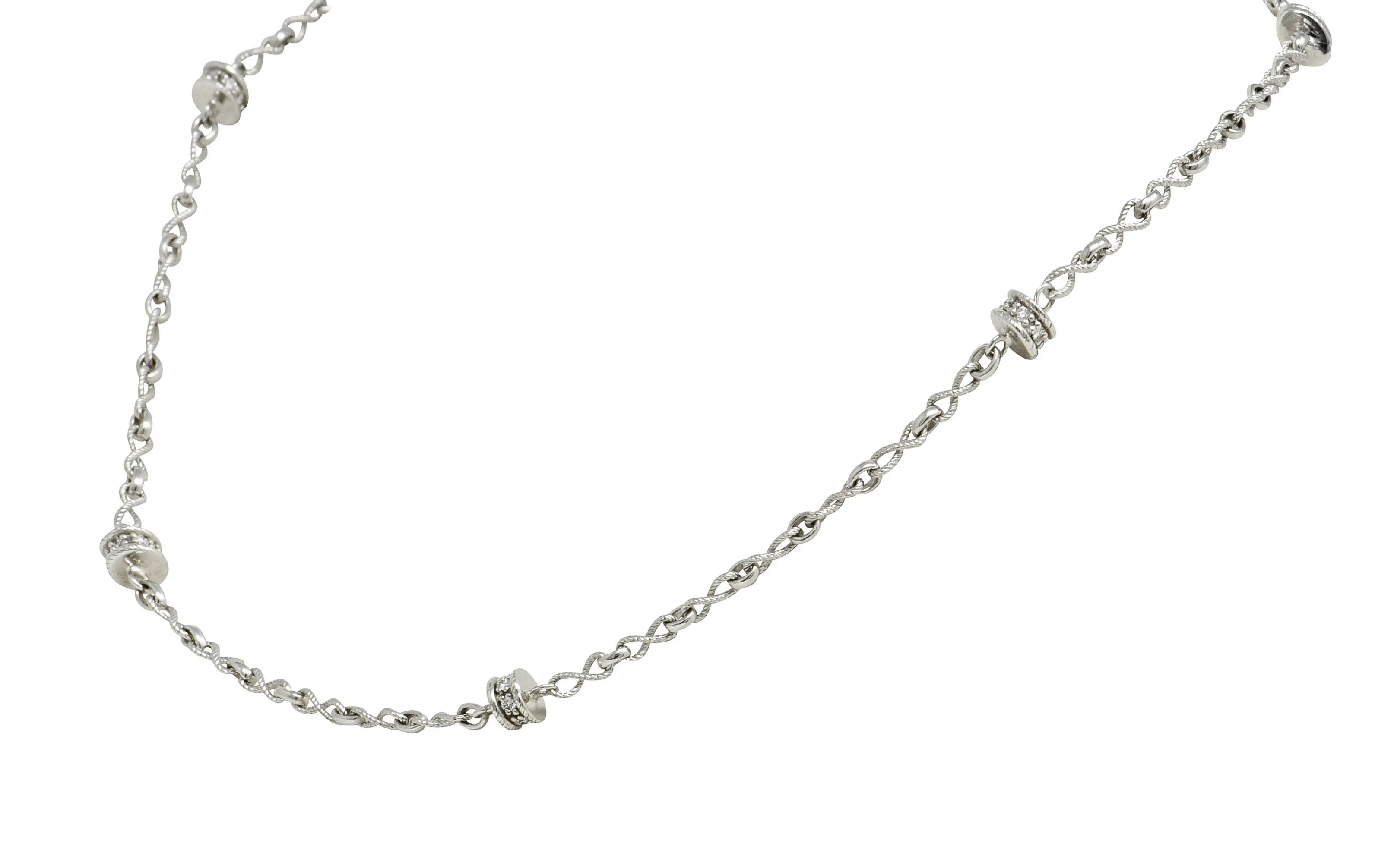 Effortless 0.50 CTW Diamond 18 Karat White Gold Rondelle Station Necklace