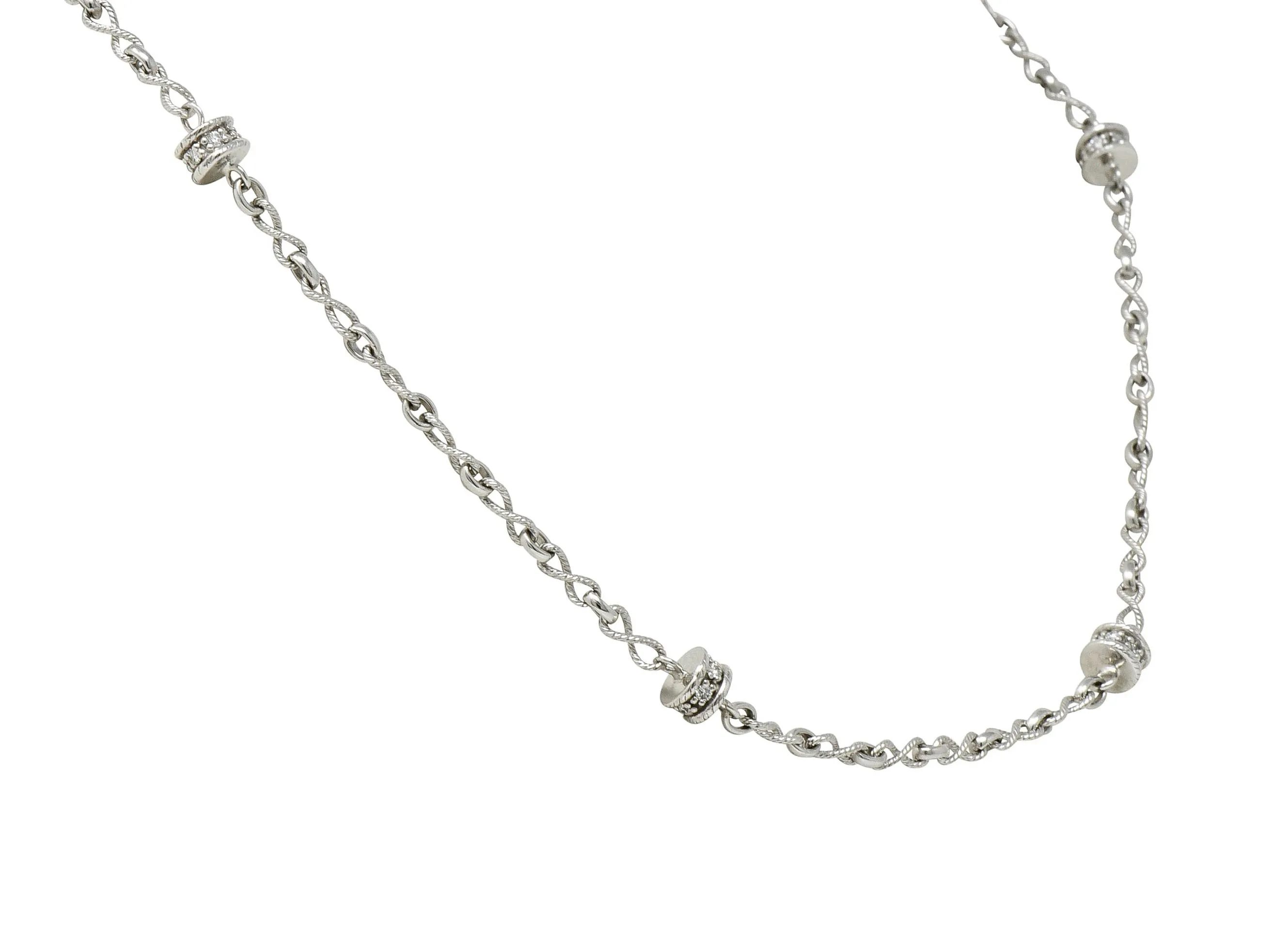 Effortless 0.50 CTW Diamond 18 Karat White Gold Rondelle Station Necklace