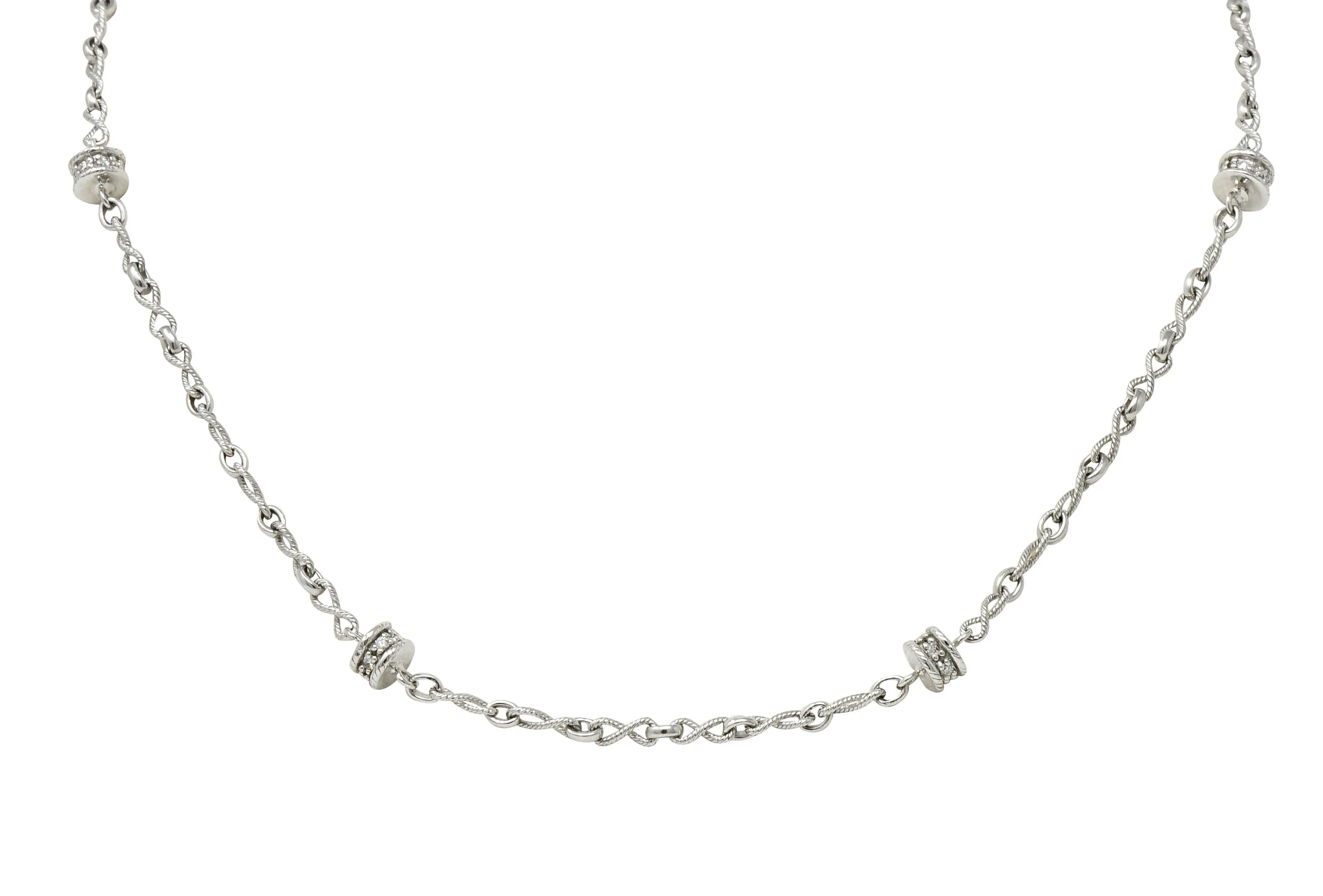 Effortless 0.50 CTW Diamond 18 Karat White Gold Rondelle Station Necklace