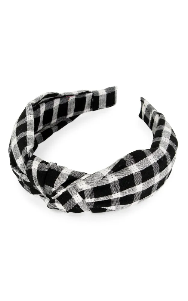 EHB10115 Plaid Pattern Knotted Headband 12pcs Pack