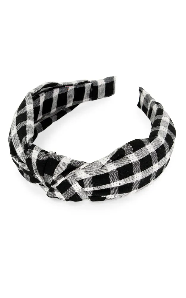 EHB10115 Plaid Pattern Knotted Headband 12pcs Pack