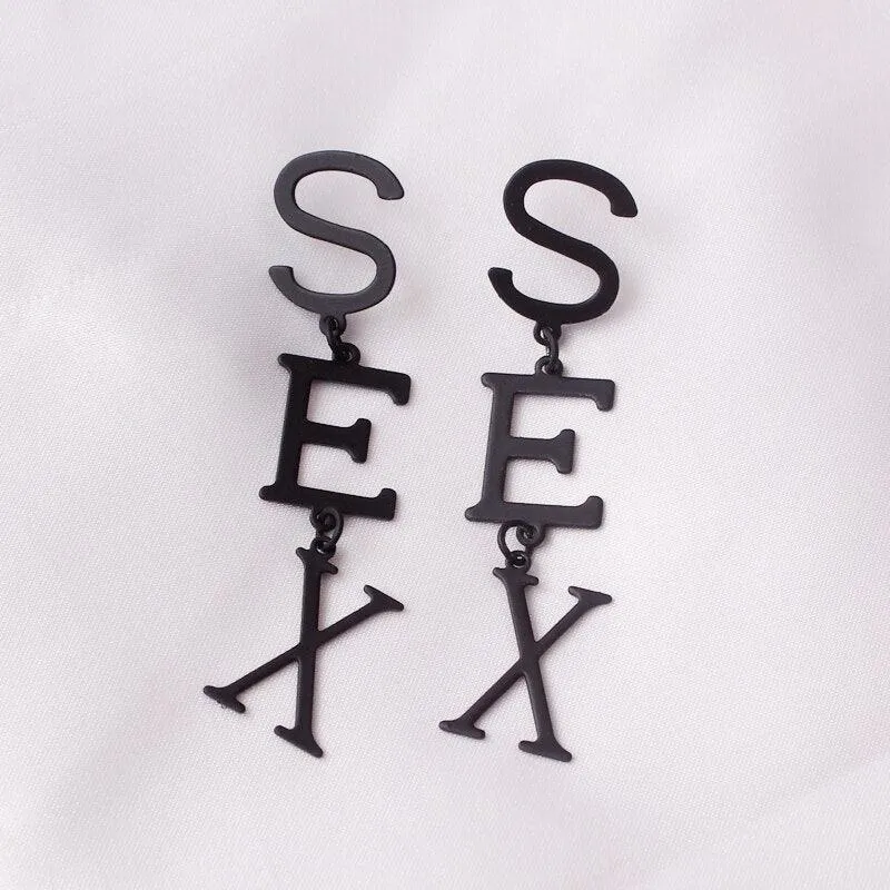 English Letter Long Drop Earring Spray Metal Exaggerated Party Jewelry