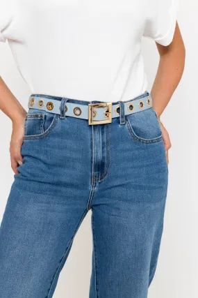 Eyelet Detail Belt in Blue