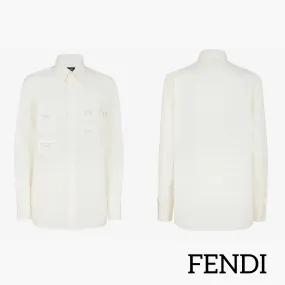 FENDI  |Unisex Cotton Logo Luxury Shirts