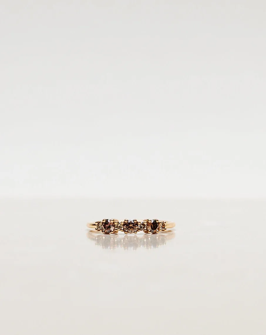 Finished: Brigitte Ring with Chocolate Diamonds and Champagne Diamonds