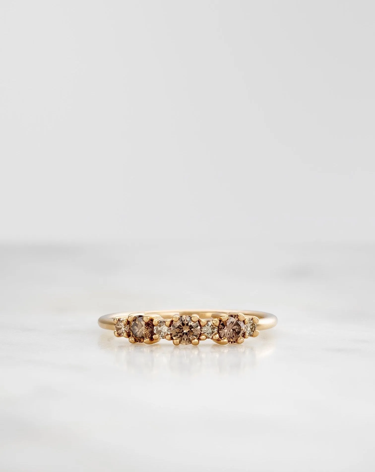 Finished: Brigitte Ring with Chocolate Diamonds and Champagne Diamonds