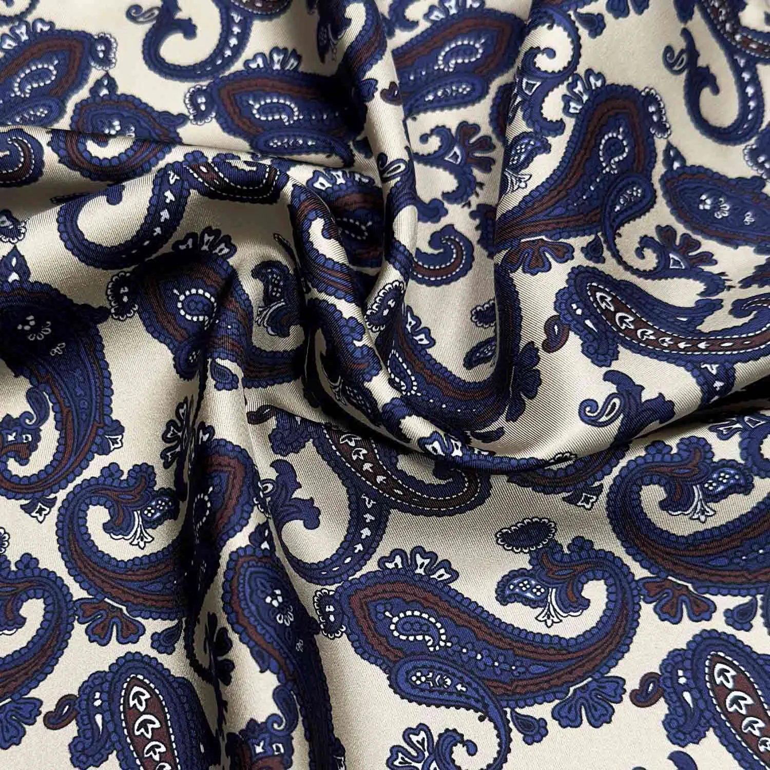 F.Marino Silk Pocket Square Paisley Ivory White