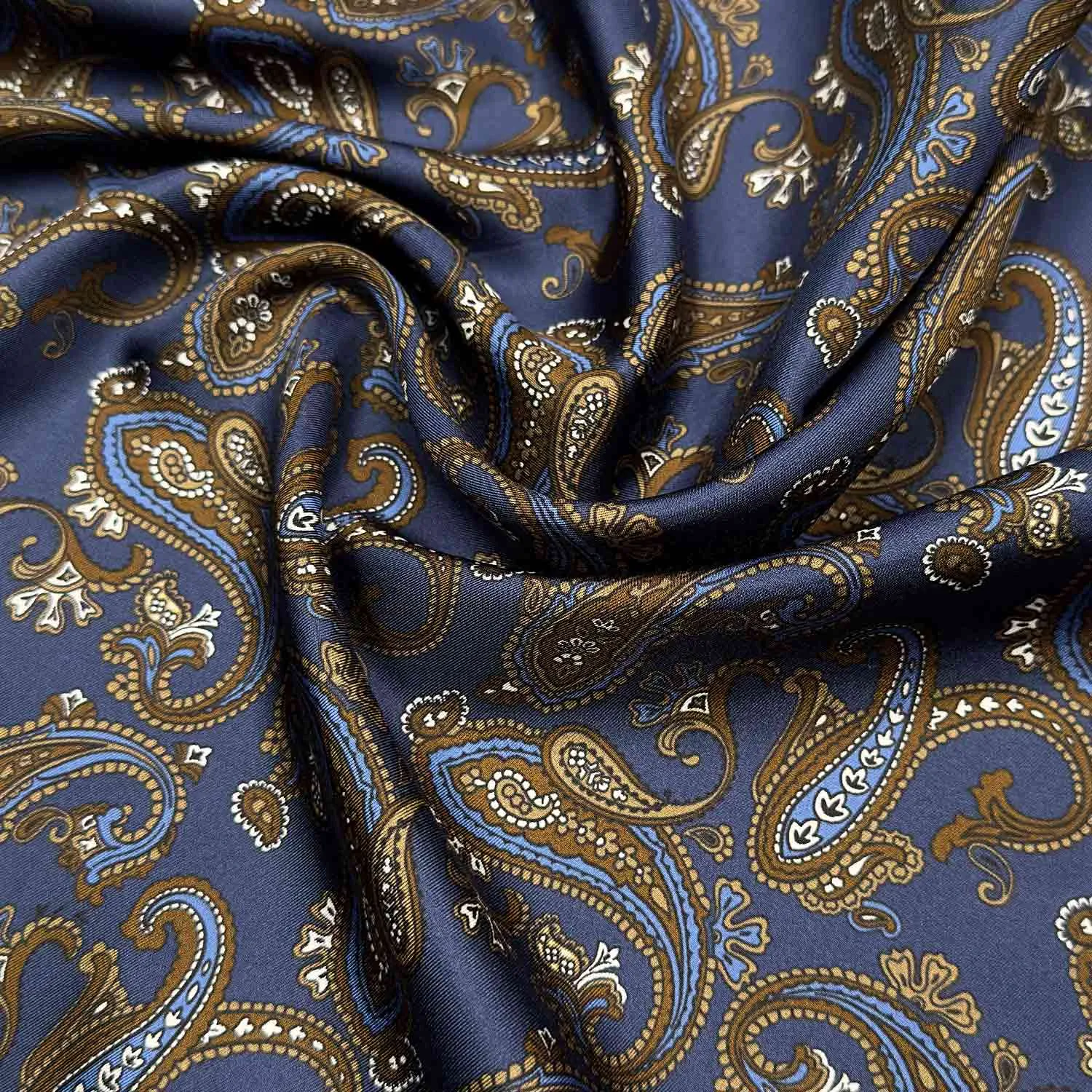 F.Marino Silk Pocket Square Paisley Pickled Bluewood