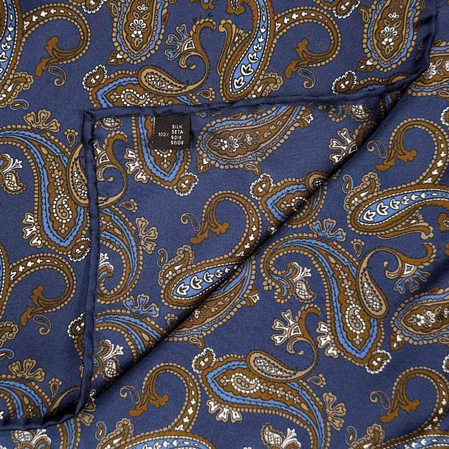 F.Marino Silk Pocket Square Paisley Pickled Bluewood